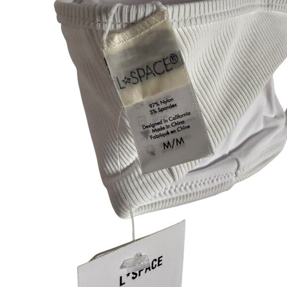 L*Space Helena White V-Wire Triangle Bikini Swimsuit Top Size Medium - Picture 8 of 8